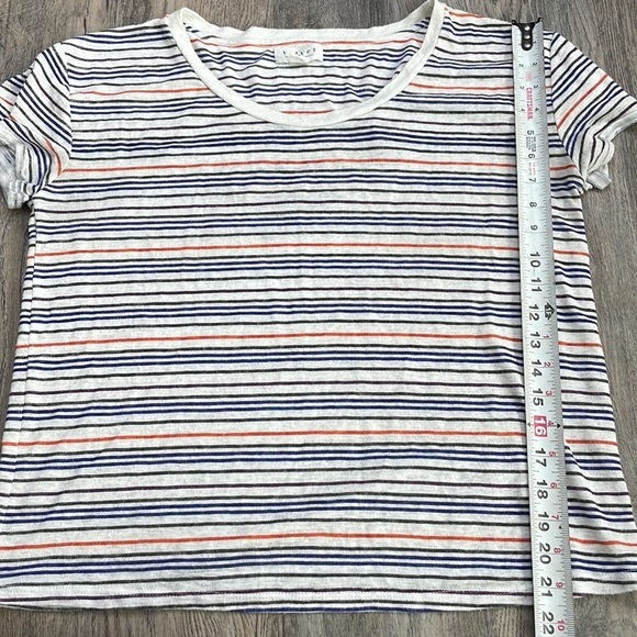 Velvet by Spencer & Graham Striped Knit Tee, White Purple Orange Blue, sz small - Picture 7 of 9